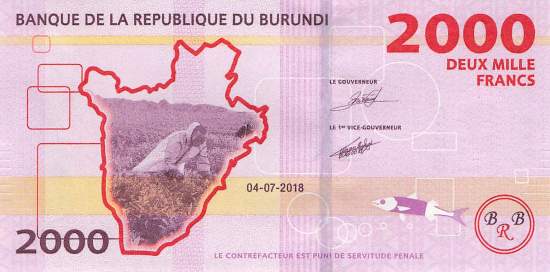 Burundi p52b 2000 Francs 2018